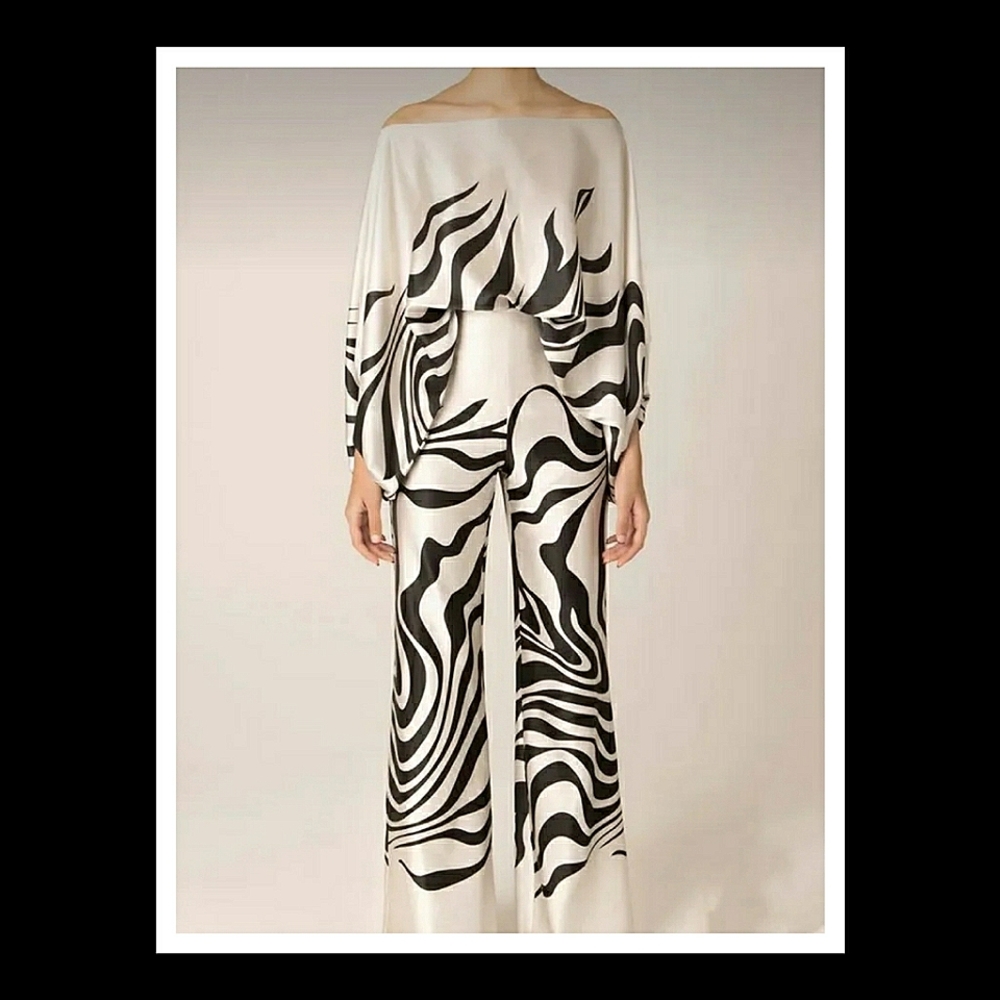 💋PRINTED OFF SHOULDER BLOUSE AND WIDE LEG 2-PIECE SET!!!